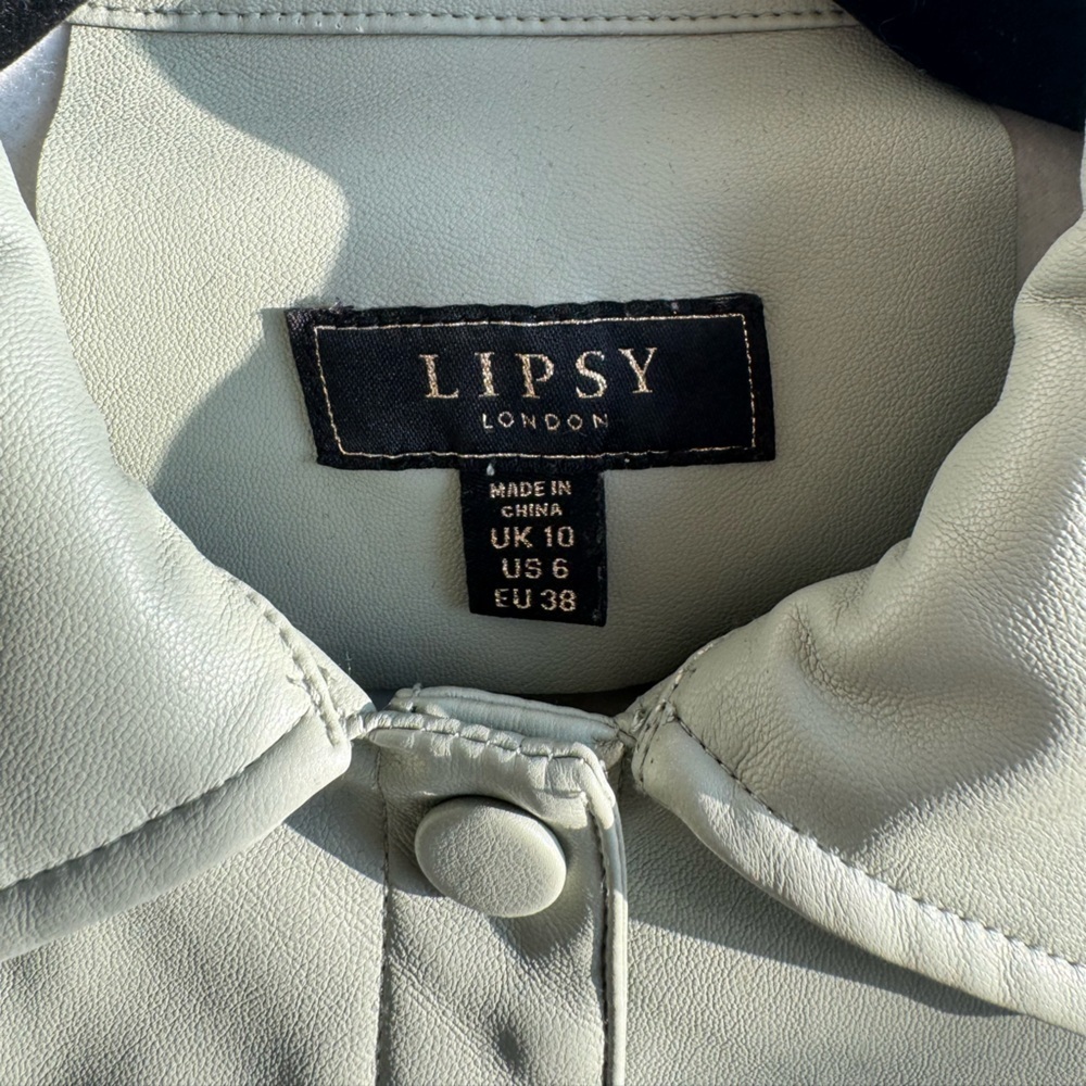 Lipsy Faux Leather Shirt in Sage - Picture 3 of 4